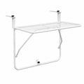 Mesa de Balcón Plegable con Soporte de Acero para Terraza y Jardín, Blanca 60x40 cm