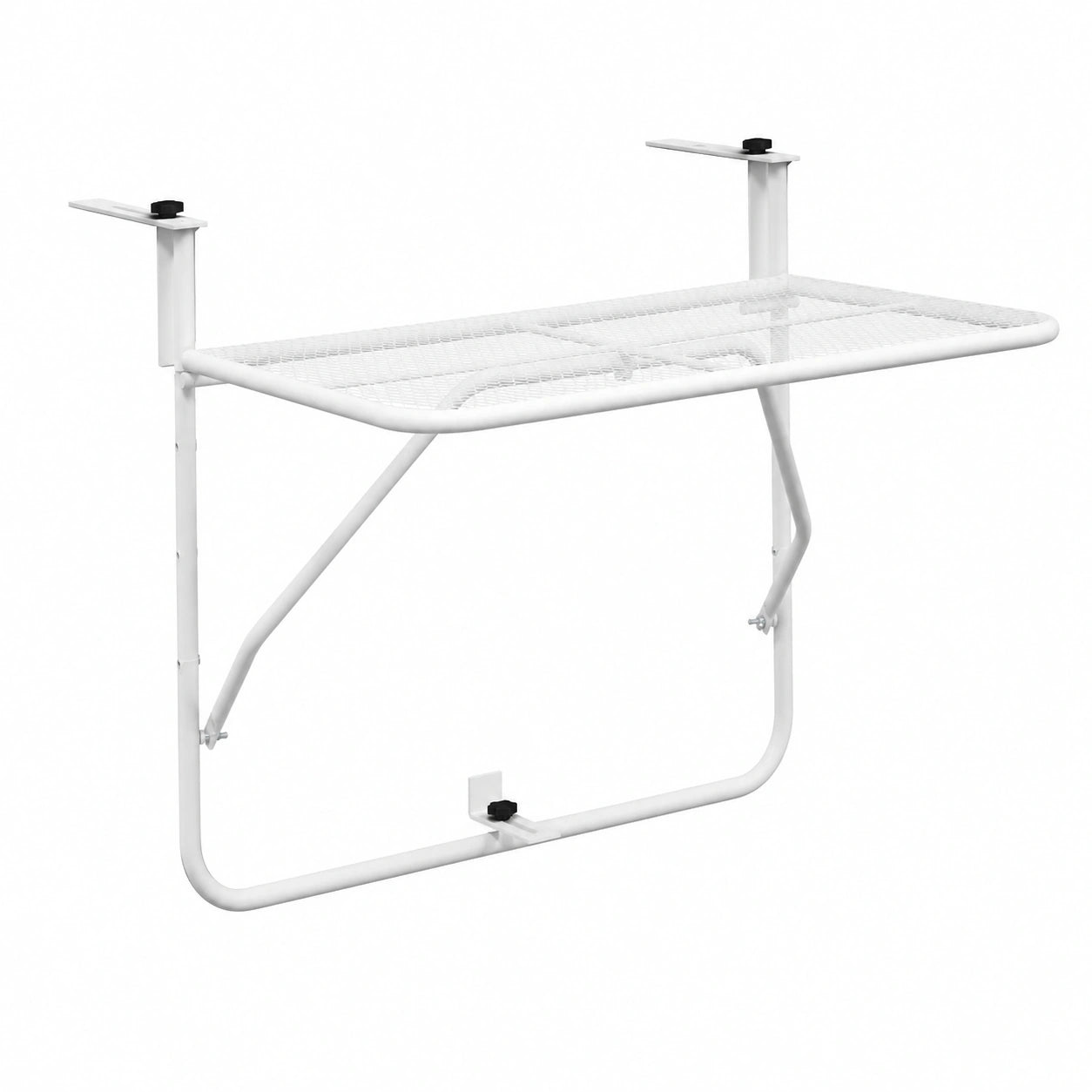 Mesa de Balcón Plegable con Soporte de Acero para Terraza y Jardín, Blanca 60x40 cm