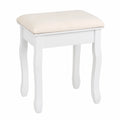 Banqueta de maquillaje blanca de madera de paulonia, diseño clásico 50x30x39 cm