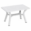 Mesa de Jardín Blanca para Exterior, Rectangular, 115x72 cm, Capacidad para 4 Personas, Diseño Elegante con Agujero de Sombrilla y Protección UV