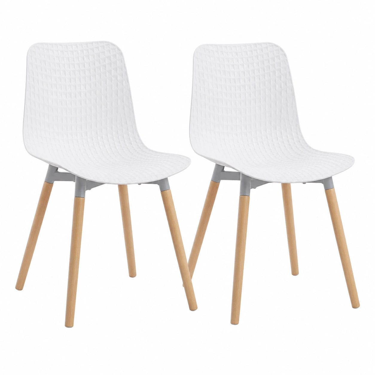 Sillas de Comedor Nórdicas Ragnar, Set de 2, Blancas con Patas de Haya