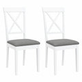 Conjunto de 2 Sillas de Comedor de Madera Maciza Blanca con Cojines