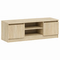 Mesa de TV en roble Sonoma, 102x30x36 cm, con compartimentos y estantes