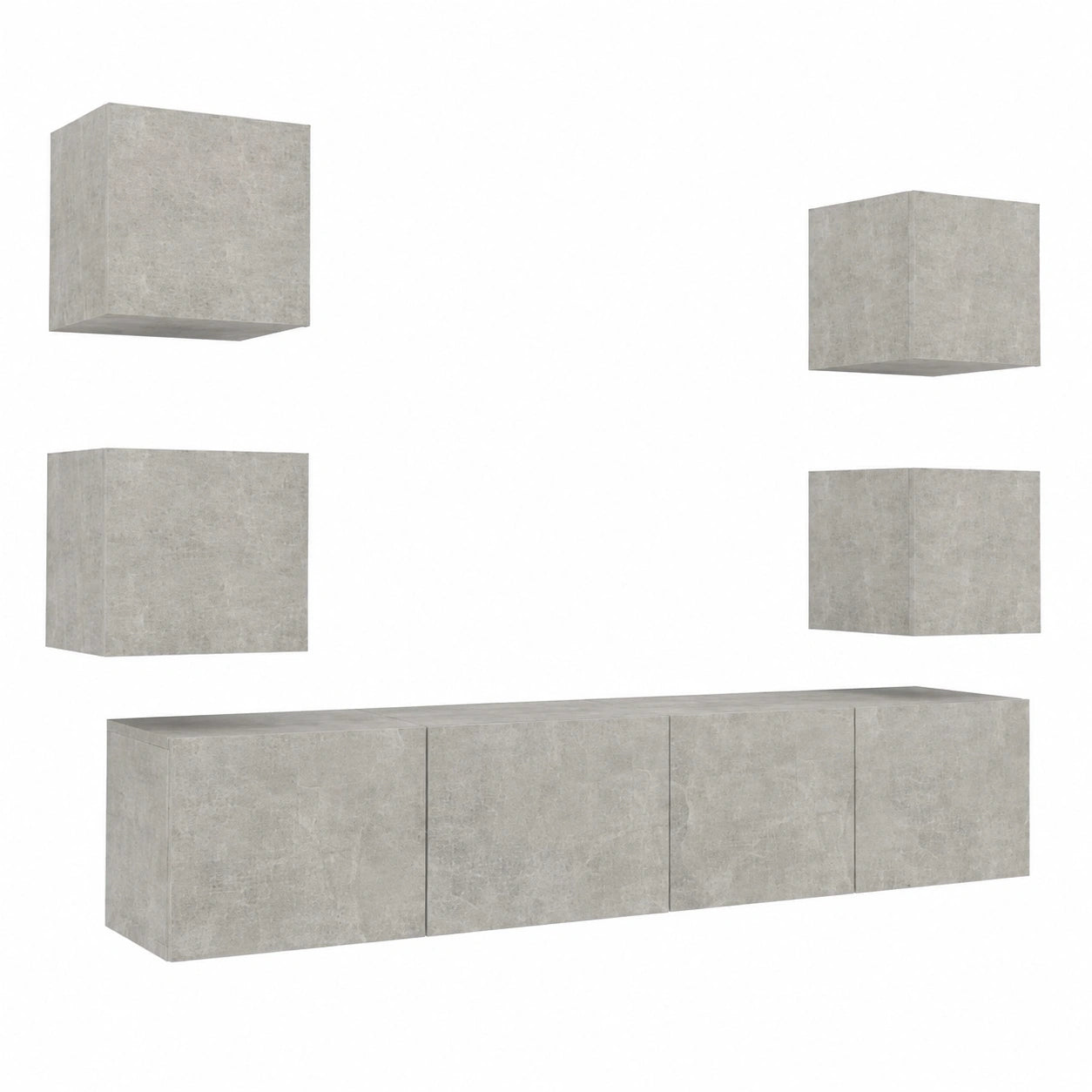 Conjunto de Muebles para TV con Montaje en Pared y Almacenamiento, Color Gris Hormigón