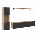 IDMarket - Mueble de TV de 180 cm madera negra con columna y estante