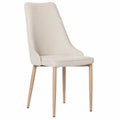 Conjunto de 4 Sillas de Comedor Tapizadas en Beige con Patas de Madera Natural