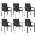 Conjunto de 6 Sillas de Jardín de Acero Negro y Textilene