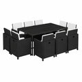 Conjunto de 11 Piezas para Comedor Exterior de Ratán Sintético Negro