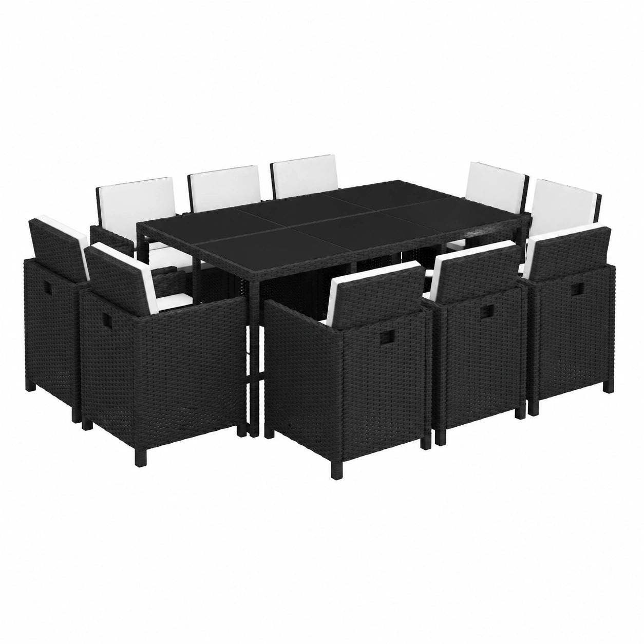 Conjunto de 11 Piezas para Comedor Exterior de Ratán Sintético Negro