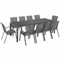 Set de Muebles de Jardín Madrid: Mesa Grande y 10 Sillas Apilables en Gris Antracita