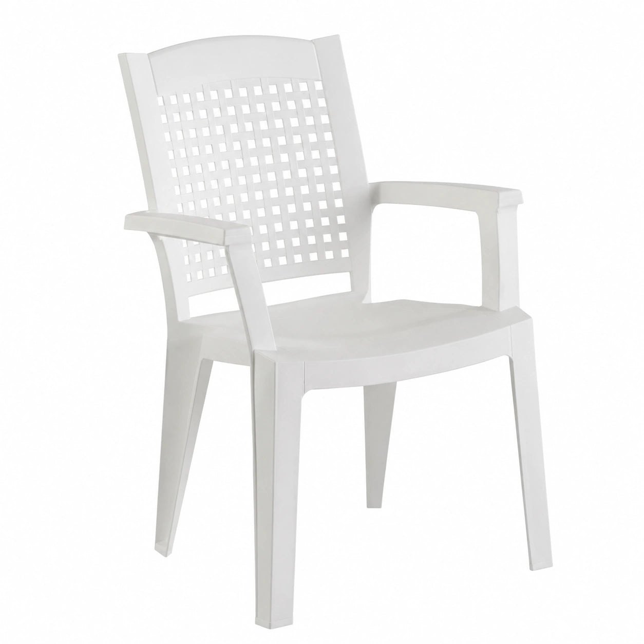 Set de 4 Sillas de Jardín SHAF Blancas, Plástico Reciclado UV, Apilables