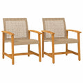 Conjunto de 2 Sillas de Jardín de Madera de Acacia y Ratán Beige