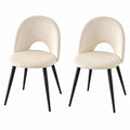 Set de 2 Sillas Modernas de Comedor, Terciopelo Suave y Patas Metálicas, para Salón y Dormitorio - Beige