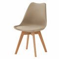 Conjunto de 6 Sillas de Comedor Modernas con Patas de Madera y Cojín Desmontable (Beige)