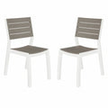 Juego de 2 Sillas de Jardín Apilables sin Reposabrazos para Interior y Exterior, Color Beige/Topo