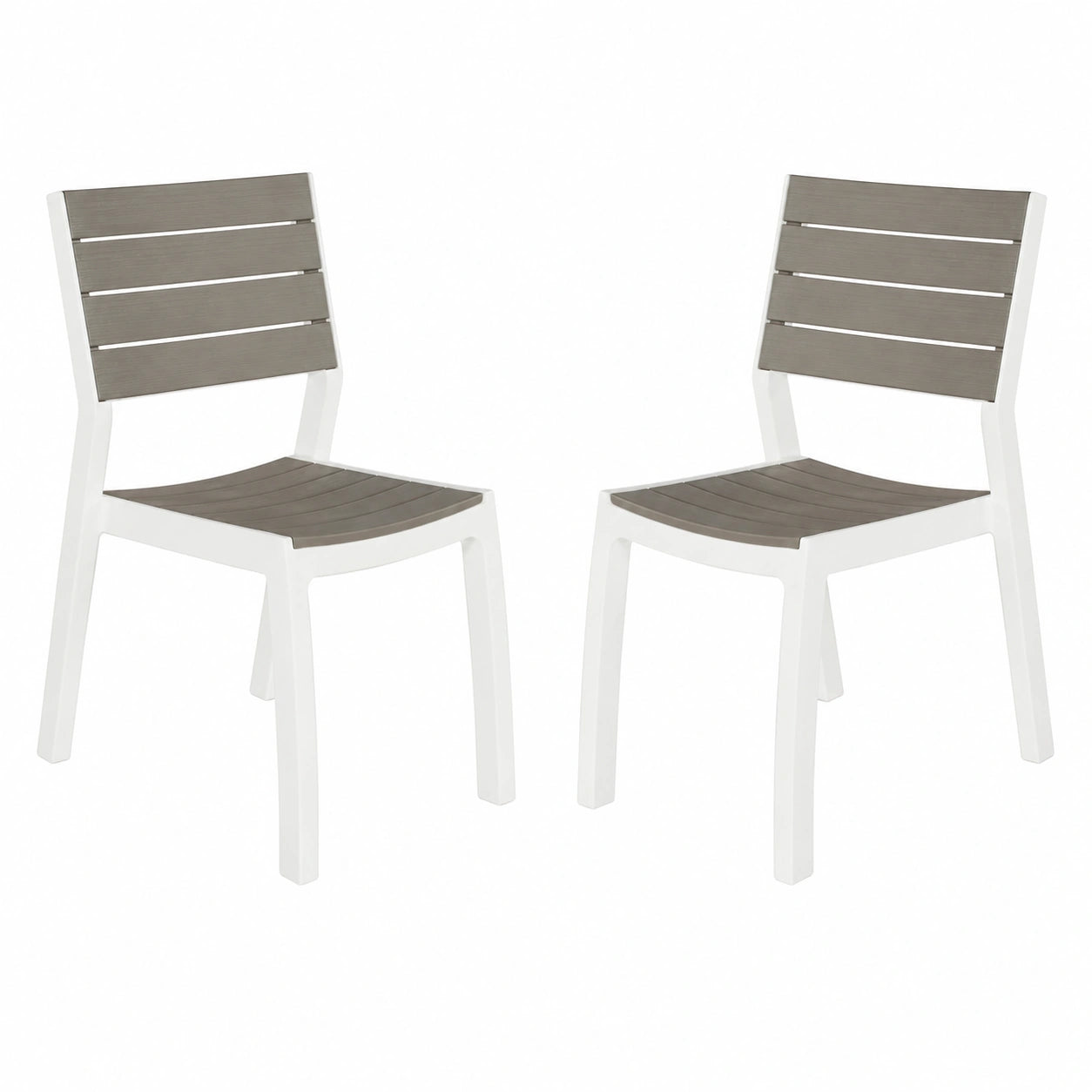 Juego de 2 Sillas de Jardín Apilables sin Reposabrazos para Interior y Exterior, Color Beige/Topo