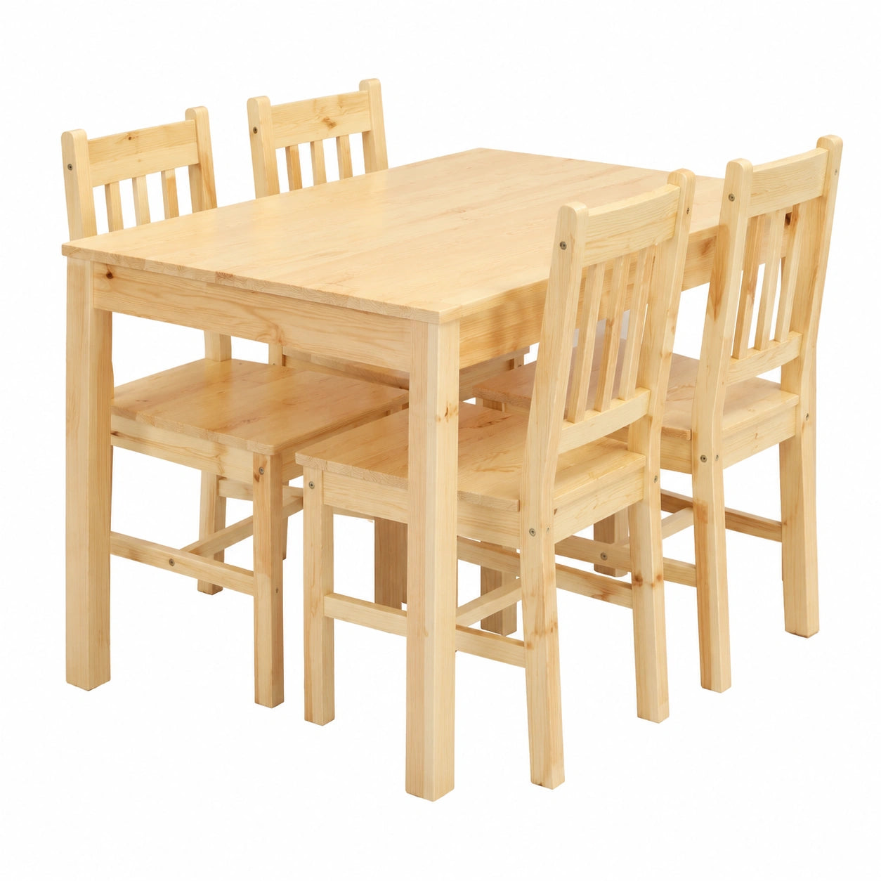 Conjunto de Comedor de Madera de Pino con Mesa y 4 Sillas