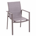 LOLAhome - Silla de Jardín Apilable Stella de Aluminio y Textileno, Gris Topo, 57x62x90 cm, Elegante y Resistente para Exterior