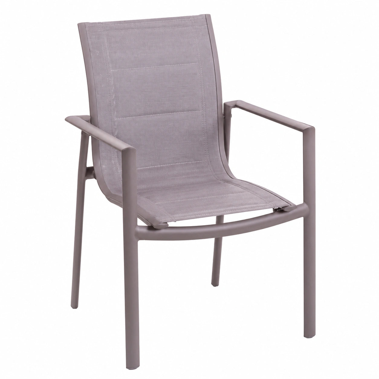 LOLAhome - Silla de Jardín Apilable Stella de Aluminio y Textileno, Gris Topo, 57x62x90 cm, Elegante y Resistente para Exterior