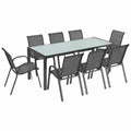 Conjunto de Jardín Madrid: Mesa 240cm y 10 Sillas Apilables Gris Antracita