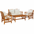 Conjunto de Muebles de Jardín de Madera de Acacia con Cojines, 4 Piezas