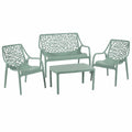 Conjunto de Muebles de Jardín para Exterior de 4 Plazas, Sofá, Sillones y Mesa Apilables, Impermeables, Diseño Moderno – Modelo Maratea (Verde Salvia)