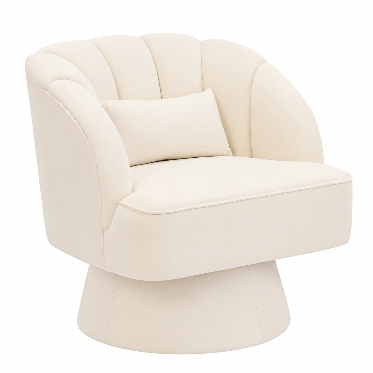 Sillón Moderno de Terciopelo Giratorio 360°, Respaldo Rayado y Acolchado Suave para Salón y Dormitorio