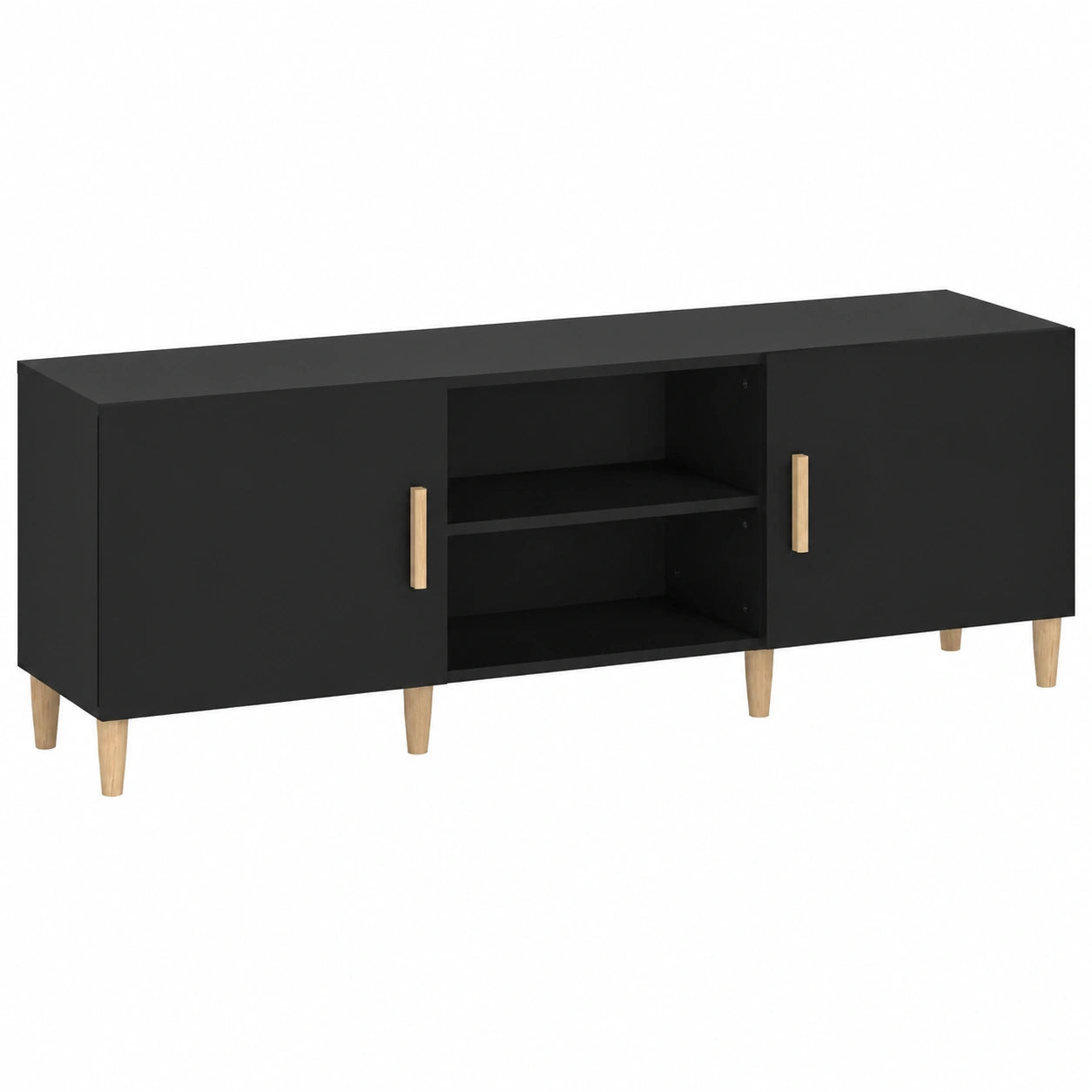 Centro de Entretenimiento Moderno de Madera Negra con Almacenamiento, 150x30x50 cm