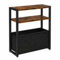 Mesa auxiliar de 3 niveles con cesta de tela Oxford, ideal para sala de estar y dormitorio, color marrón