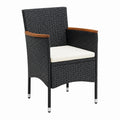Conjunto de 4 Sillas de Comedor para Exterior en Ratán Sintético Negro