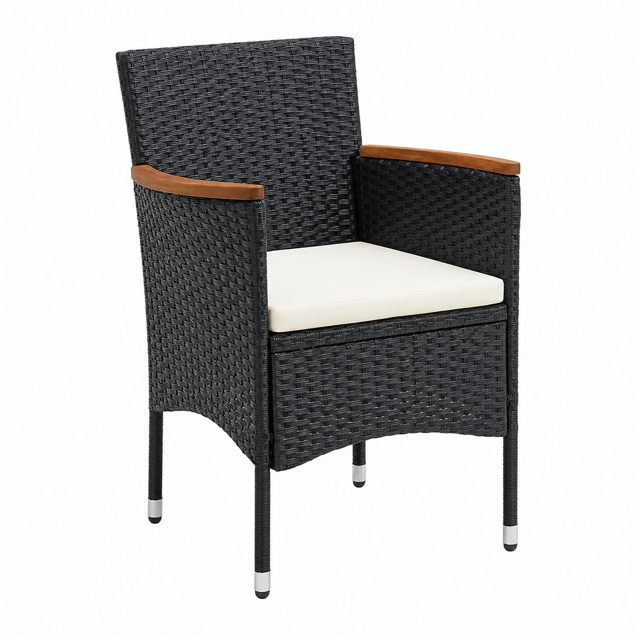 Conjunto de 4 Sillas de Comedor para Exterior en Ratán Sintético Negro