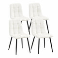 Juego de 4 Sillas de Comedor Antibes de Polipiel con Base Metálica, Color Blanco