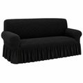 Cubre Sofá Elástico con Faldón para 4 Plazas, Protector Completo de Poliéster y Spandex, Color Blanco para Sala de Estar