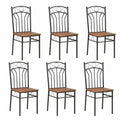 Conjunto de 6 Sillas de Comedor Elegantes y Cómodas, Marrón