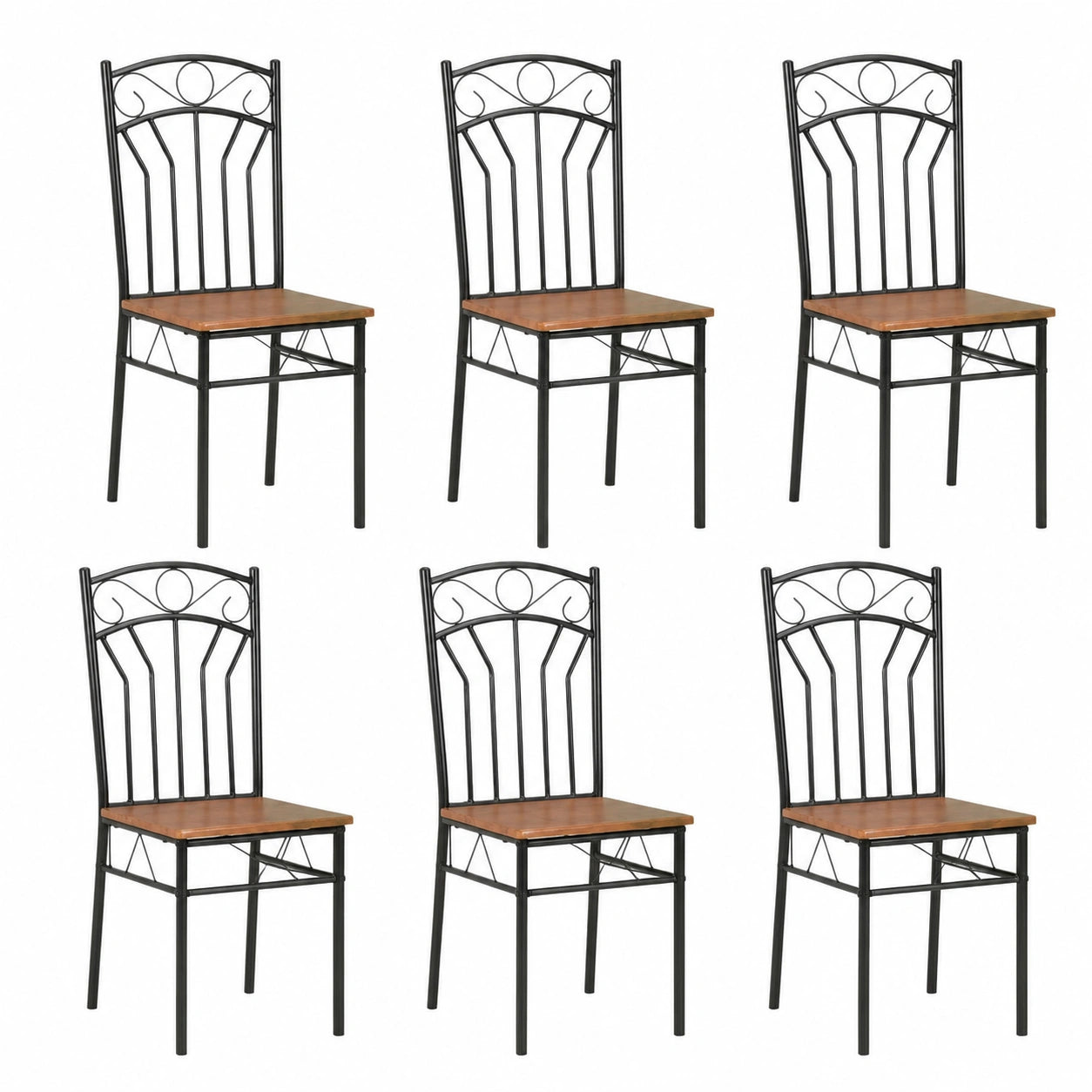 Conjunto de 6 Sillas de Comedor Elegantes y Cómodas, Marrón