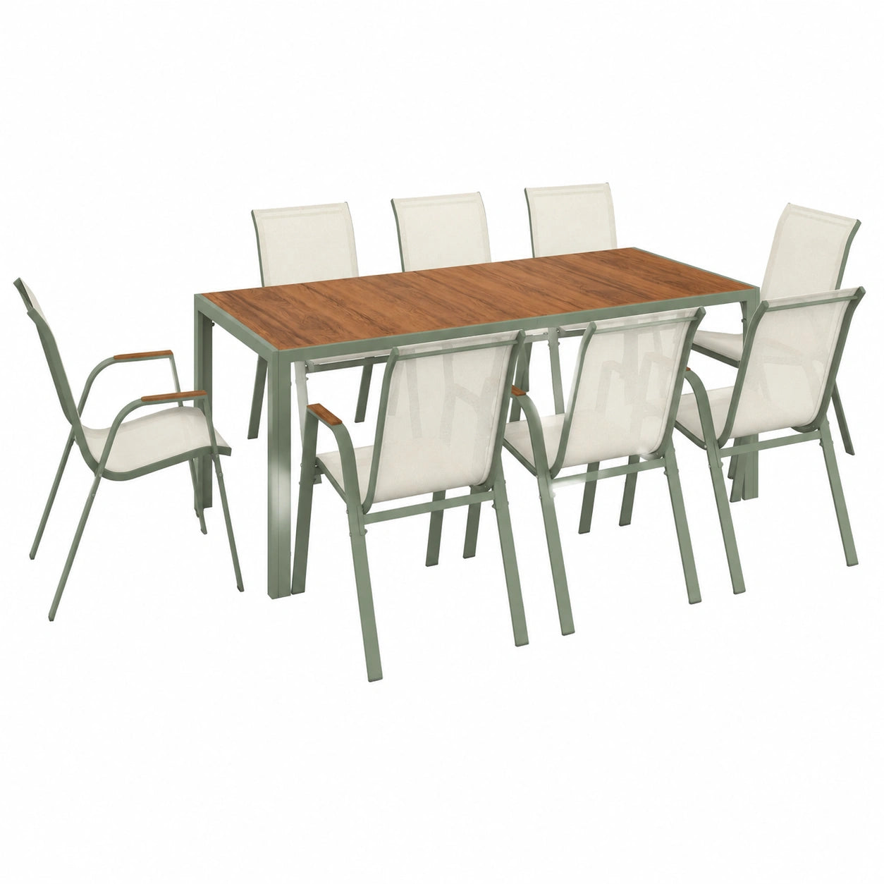 Conjunto de Jardín NOUMEA 190 cm con Mesa y 8 Sillas Apilables