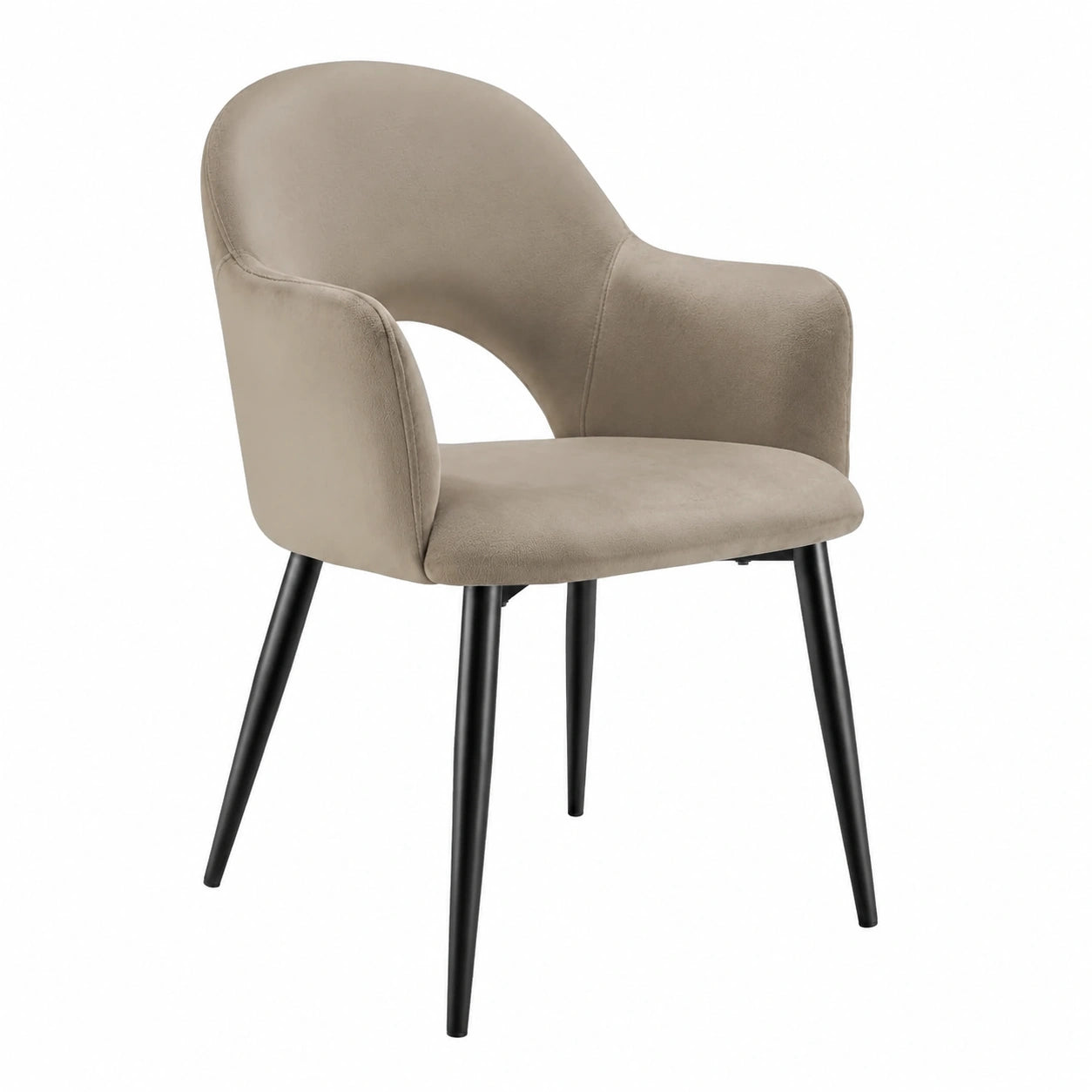 tectake Sillas de Comedor de Terciopelo con Reposabrazos, Estilo Nórdico, Modernas y Antideslizantes - Set de 2, Gris Topo