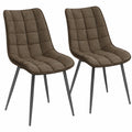 Conjunto de 2 Sillas de Comedor de Cuero Sintético con Estructura Metálica Marrón