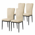 Juego de 4 Sillas de Comedor de Terciopelo Beige, Diseño Moderno y Ergonómico con Respaldo Alto