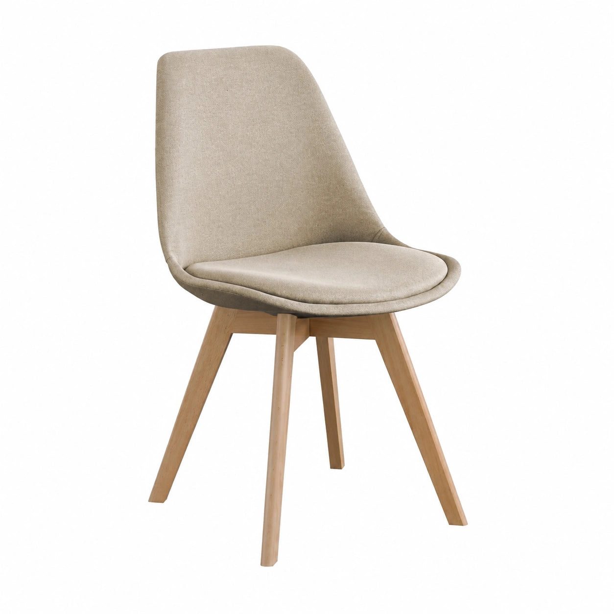 Pack de 4 Sillas de Comedor Nórdicas Otto | Tapizado de Tela Visón | Patas de Haya | 41.5 x 43 x 83 cm
