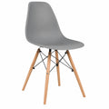 Conjunto de 4 Sillas Nórdicas para Comedor, Asiento de Plástico y Patas de Madera, Ideal para Cocina y Salón (Gris Oscuro)