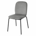 Conjunto de 4 Sillas de Comedor de Terciopelo con Patas Metálicas, Acolchadas y en Gris Oscuro