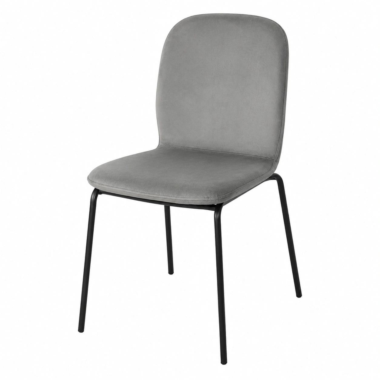 Conjunto de 4 Sillas de Comedor de Terciopelo con Patas Metálicas, Acolchadas y en Gris Oscuro